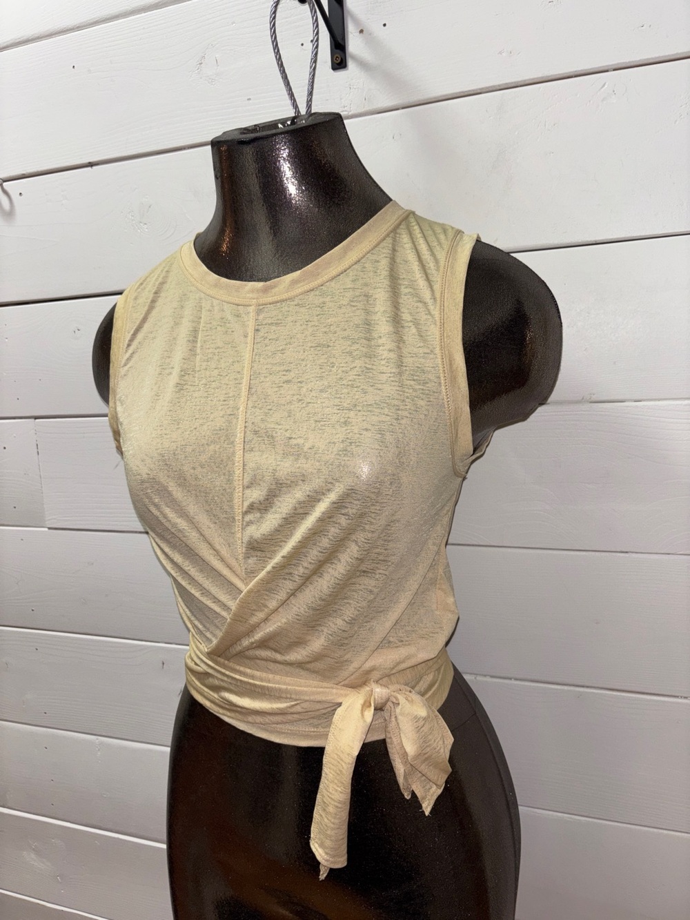 Fabletics Wrap Tie Tank Top Beige Size M - Picture 4 of 9